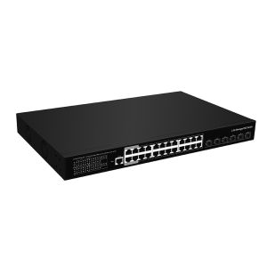 24 Port 2.5G PoE Switch 10G Fiber Uplink L3 Managed Ethernet 400W Budget AC Input