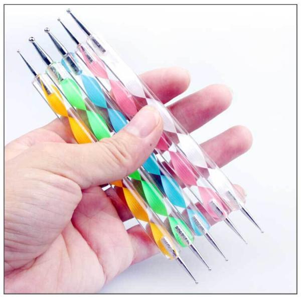 2022 Professional Nail Art Dotting Tool 5-piece set metal crystal dotting pen thick head small head nail dotting pen
