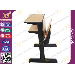 Oval Steel Tube Folding College Classroom Furniture / Wood Classroom Table