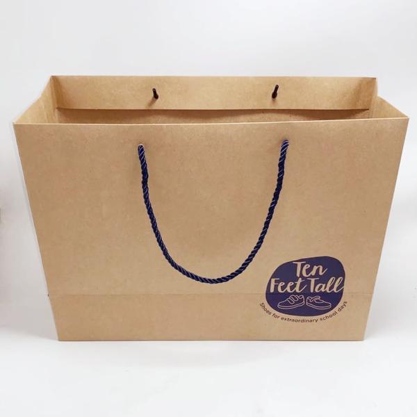 Buy Recycled Kraft Paper Bags Custom Printed Paper Gift Bags With Nylon Rope at wholesale prices