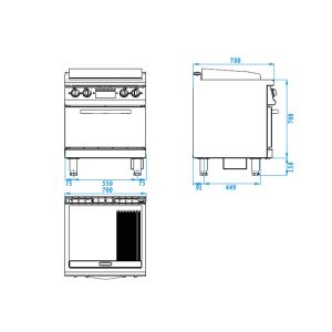 304 / 201 Stainless Steel Commercial Induction Griddle Cookware With Oven