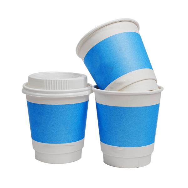 Eco-friendly coffee paper cup custom printed logo double wall hot drink paper cup with lid