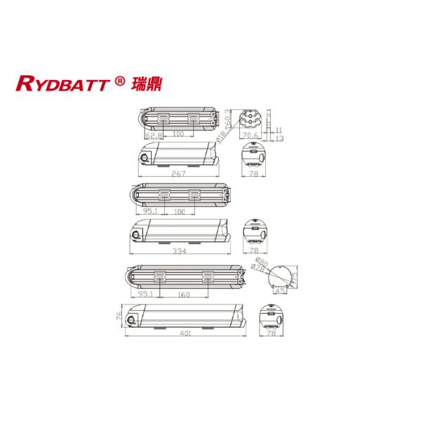 RYDBATT SSE-092/93/94(36V) Lithium Battery Pack Redar Li-18650-10S4P-36V 10.4Ah For Electric Bicycle Battery