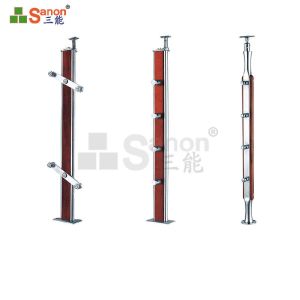 1.1mm Stainless Steel Balustrade Posts Wooden Frameless Glass Fence Railing