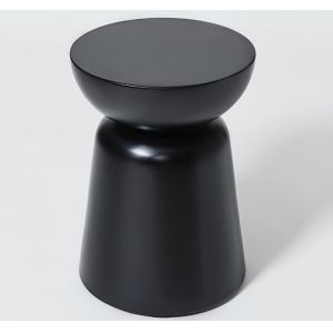 Round shape Black solid wood hotel bedroom furniture drum side table