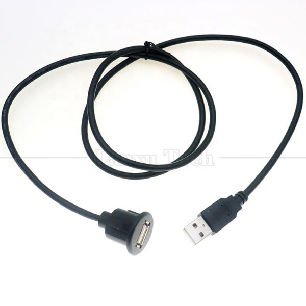 Car Audio Stereo Dashboard Male to Female Flush Panel Mount USB 2.0 Type A Extension Cable