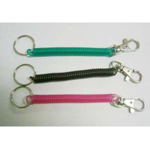 Quality Light Translucent Green 10cm Long Trigger Spring String Key Chains for sale