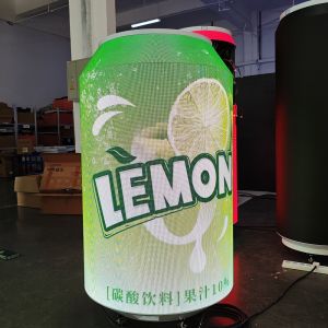 P1.86 Can-shaped LED Display for Creative Advertising with16bit Grayscale