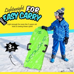 36inch Green PE Foam Snow Sled for Winter Skiing Board Lightweight and Durable