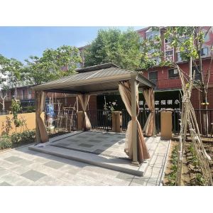 Aluminum Gazebo With Galvanized Steel Double Roof Outdoor Hardtop Gazebo
