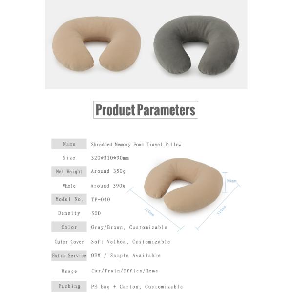Cotton Adjustable Travel Pillow Memory Foam Neck Cushion Customizable Outer Cover