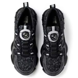 Black Microfiber Safety Industrial Button Men's Work Shoes