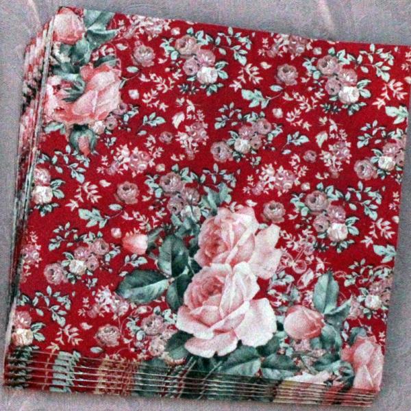 Tea Party 2ply Decorative Napkins For Decoupage , 20-Ct Red Rose Napkins