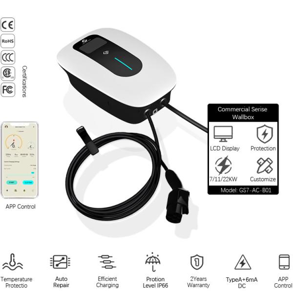 Buy Residential Ev Charging Stations AC EV Chargers IP66 Type2 Plug 32 A 30mA Type A+6mA DC at wholesale prices