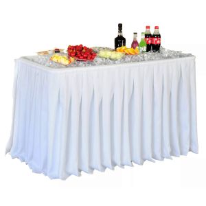 Portable Folding Table for Party Hotel Camping Square HDPE Plastic Metal Chill