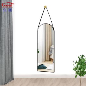 Stylish Bathroom Design with Large Framed Black Aluminum Wall Mirror and Gold
