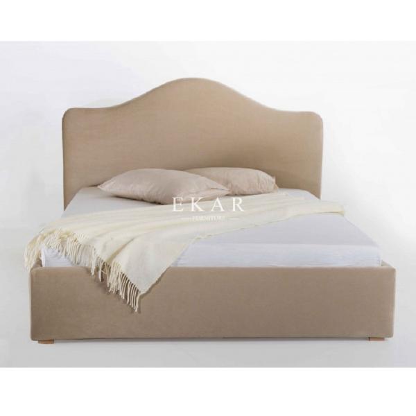 Fabric Cushion Headboard Latest Design Wooden Bed Model