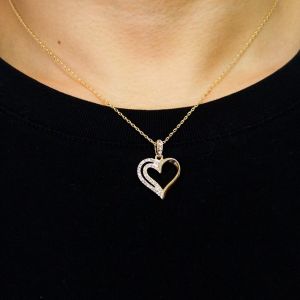 14K Gold Plated Bling Diamond Small Heart Shape Love Forever Necklace For Mom