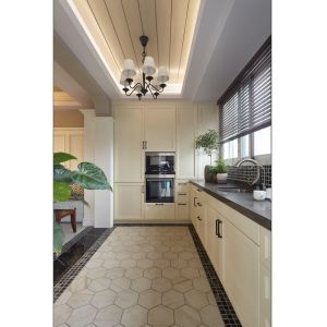 Lacquer Cupboard Wood Veneer Finished Kitchen Cabinet With Island