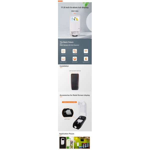 LCD Android 8.1 11.6 Inch Hand Sanitizer Advertising Kiosk