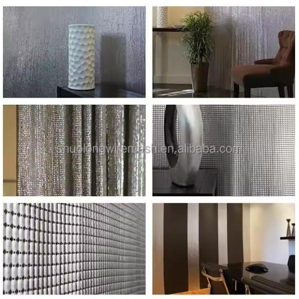2-6mm Silver Metallic Stainless Steel Decorative Wire Mesh Grilles For Modern Cabinet Doors
