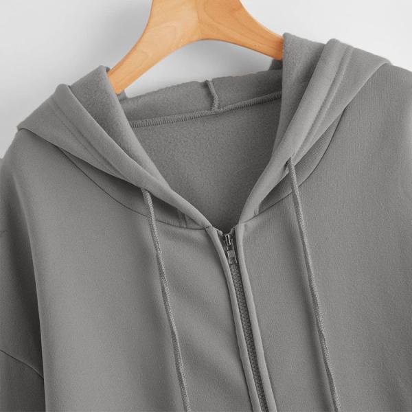 Over Sized Casual Bulk Hoodies for Women Drawstring Clothes Custom Logo Women′s Zip up Hoodies