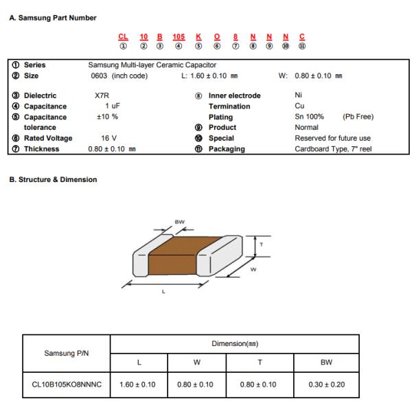 CL10B105KO8NNN 1µF SMD Ceramic Capacitor For General Purpose 0.90mm Thickness