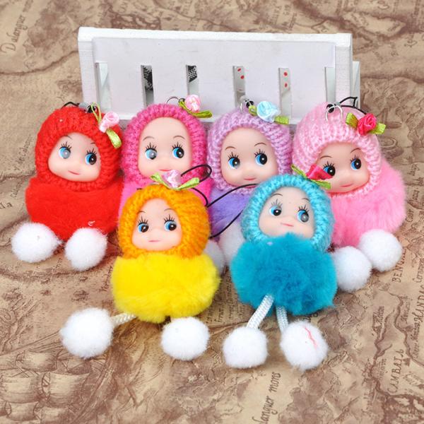 Wholesale 8CM fan paste hair doll phone pendant doll plush doll