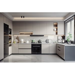 Customized Modern Design Plywood Particleboard Carcass Lacquer Kitchen Cabinets