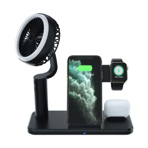 China 9V 2A Foldable Multifunction Fast Charger 4W Fan PC ABS With Led Night Lamp on sale