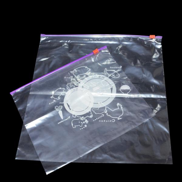 slider zipper bag with white printing for food storage, Shopping / Food / Snacks / Vegetables / Coffee / Gifts / Clothes