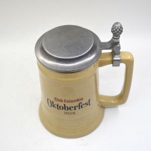 Beer festival custom ceramic beer mug with metal lid
