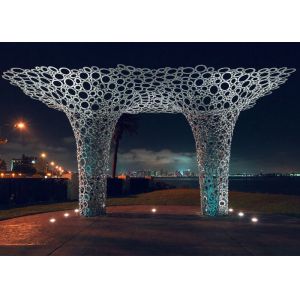 Urban Landscape Stainless Steel Sculpture Outside Metal Tree Sculpture Matt