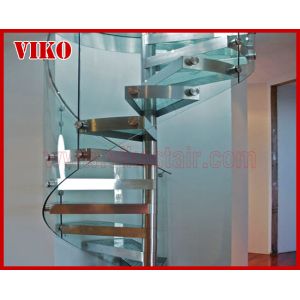 Spiral StaircaseVH43S Tread Tempered glass Aluminum Baluster Glass Handrail 304