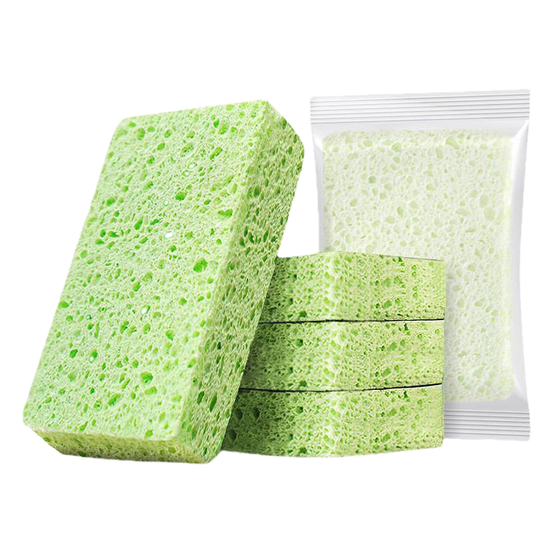 Natural Wood Pulp Dual-Sided Sponge Scrubber for Dish Cleaning