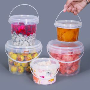 Small Buckets 1L Capacity White Disposable PP Food Grade Plastic Ice Cream
