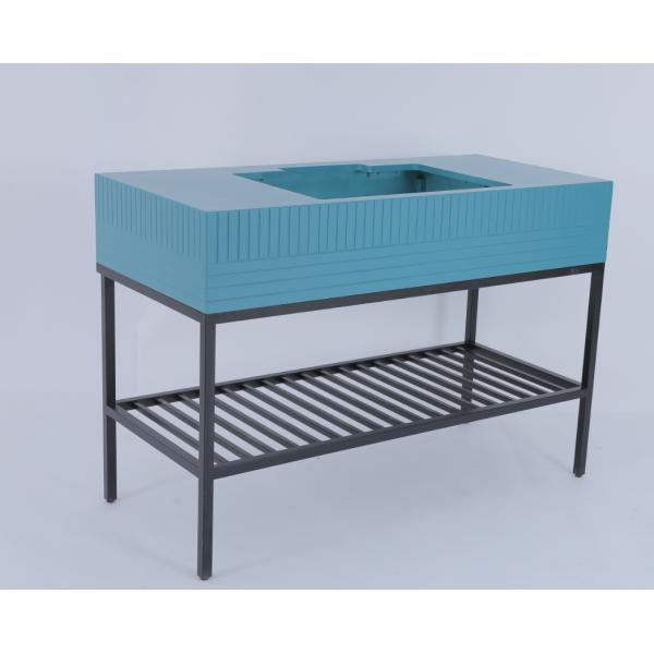 Stainless Custom Modern Bathroom Vanity With Metal Console