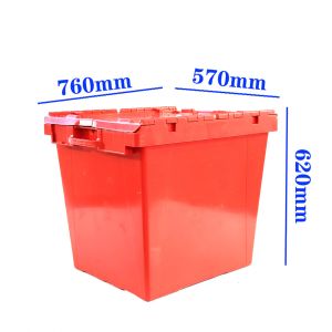 Conveniently Sized Custom Plastic Moving Boxes with Attached Lid and Nestable