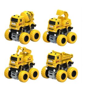 Plastic Pull Back Friction Powered Construction Engineering Vehicle Dump Crane