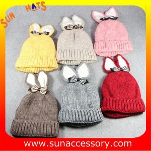 AK17023 Sun Accessory customized baby knitted beanie caps and hats with rabbit