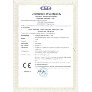 Dongguan Haide Machinery Co., Ltd Certifications