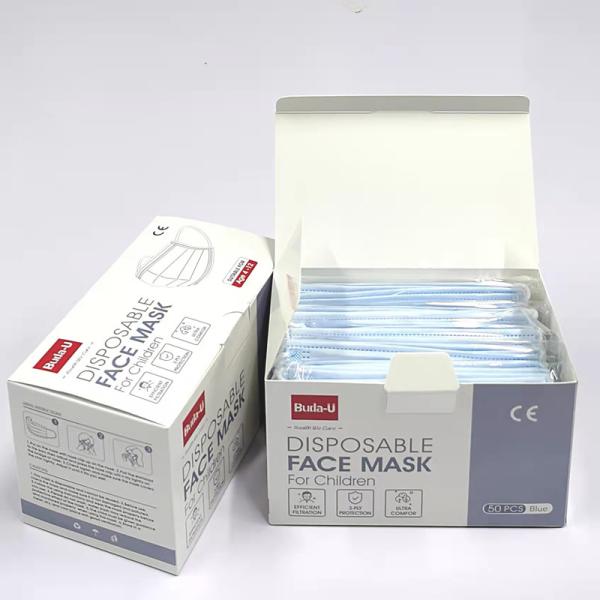 Buy Buda-U BU-CE50B Blue Childrens Kids Face Masks For Covid CE Approved at wholesale prices
