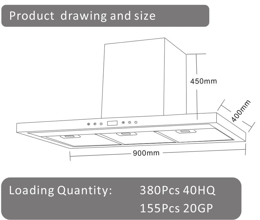 Kitchen Products Large Suction Top Side Under Cabinet Range Hood Th-9002