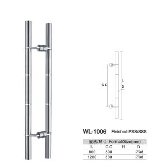WL-1006 entry door handles set chrome Stainless Steel glass door handle pull and push