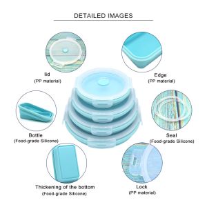 Round 350ml 540ml 800ml 1200ml Silicone Collapsible Lunch Box