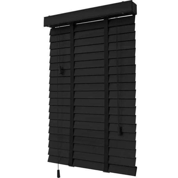 Buy Contemporary Design Shutters for Office Living Room Study Electric Lift Black Solid Wood Blinds Light Curtains Shade at wholesale prices