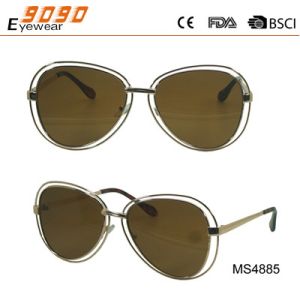 2018 fashion hollow out metal sunglasses with 100% UV protection lens, suitable