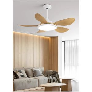 Manufacturer Large Wind Power Electric Fan Pendant Light Five Leaf Solid Wood