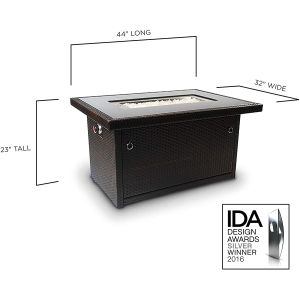 Stainless Steel Burner Square Outdoor Natural Gas Firepit Black All - Season