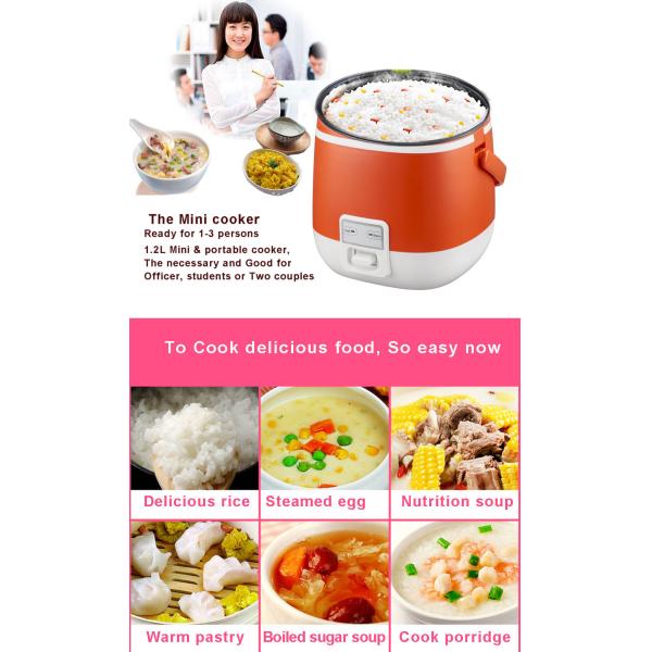 Multi electric mini rice cooker portable hot pot cooker 1.2L